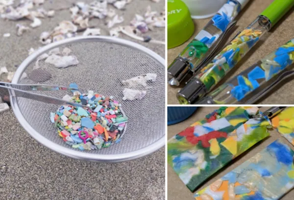マイクロプラスティック採取体験アップサイクルキーホルダー作り